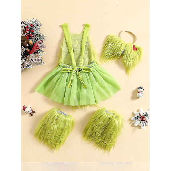 Bebisen som stal juloutfiten Baby Boys Girls Xmas Green Furry Monster Costume Clothes Set-WELLNGS Style 5 0-6 Months