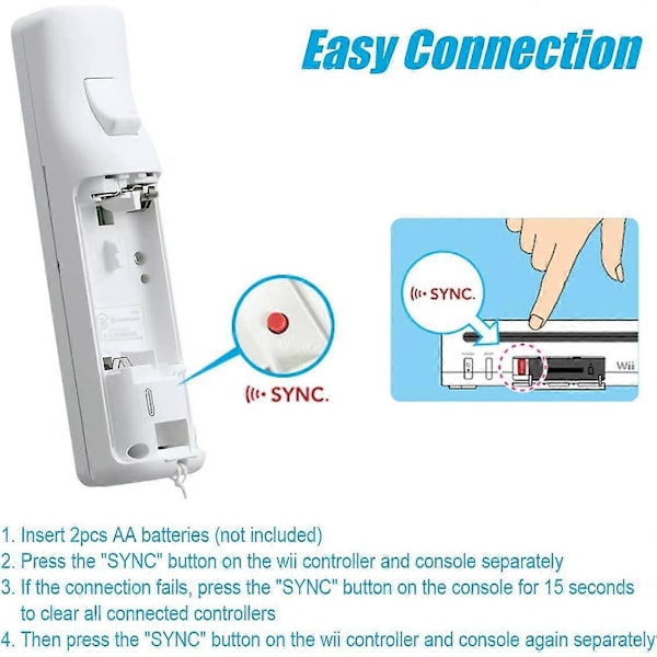 Udskiftnings-Wii-controller 2-pak, Wii Remote med silikoneetui og håndledsrem, fjernbetjening til Wii/Wii U, hvid - WELLNGS