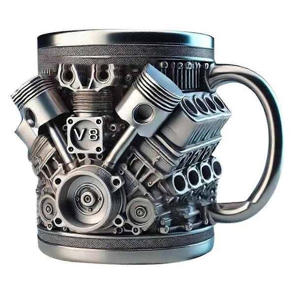 Personliggjort Motor Rustfrit Stål Krus, Kreativ 3D Bilmotor V8-WELLNGS