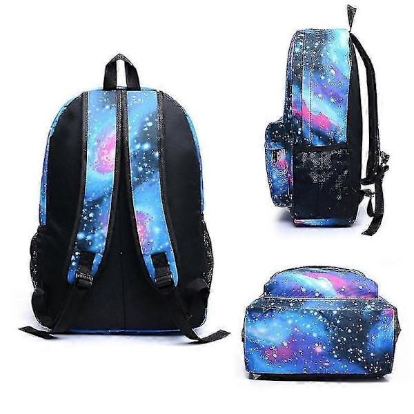 Ny Pokémon Ryggsäck Självlysande Skolväska för Pojkar Flickor Studenter Resväska Vattentät Slitstark Mochilas-WELLNGS Navy blue