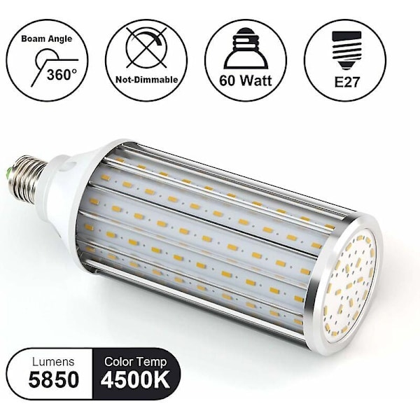 LED-maissilamppu, E27 LED-hehkulankamppu 60W Maissilamppu LED-maissilamppu 4500K 5850LM 550W vastaava LED-lamppu-WELLNGS