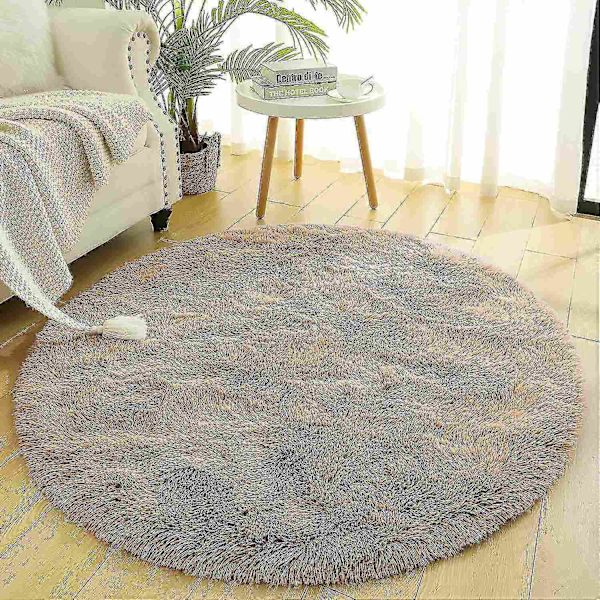 Noahas pyöreä pehmeä matto olohuoneeseen, paksu matto, pörröinen suuri alue matto lattialle pehmeä matto makuuhuoneeseen pitkä pehmeä-WELLNGS Camel 150X150CM 5X5inch