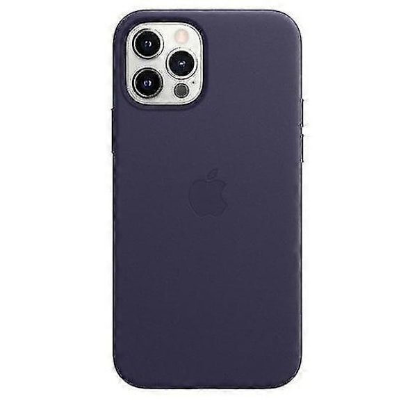 Læder Telefon Cover Kompatibelt med Iphone 12/12 Pro Læder Cover med Magsafe-WELLNGS Deep Violet