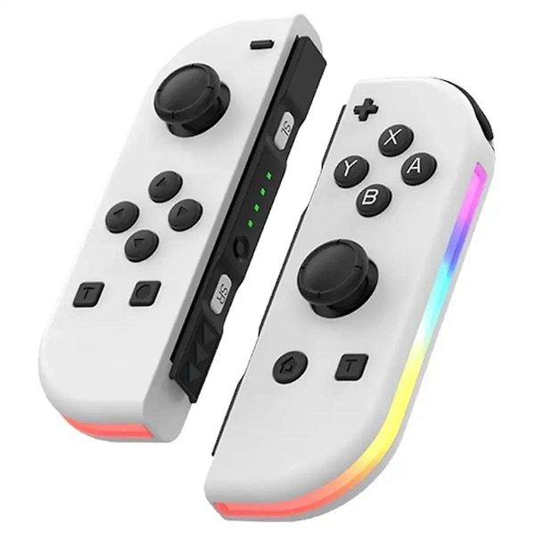 2 stk. Joypad Controller (V/H) til Switch, Trådløs Joypad Udskiftning med Dobbelt Vibration/RGB Lys - C-WELLNGS