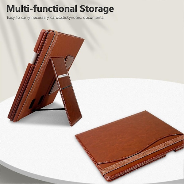 Kompatibel med Remarkable Paper Pro Fodral Kortplatser Ställ PC+PU Läder E-läsare Omslag med Pennhållare - Brun-WELLNGS Brown