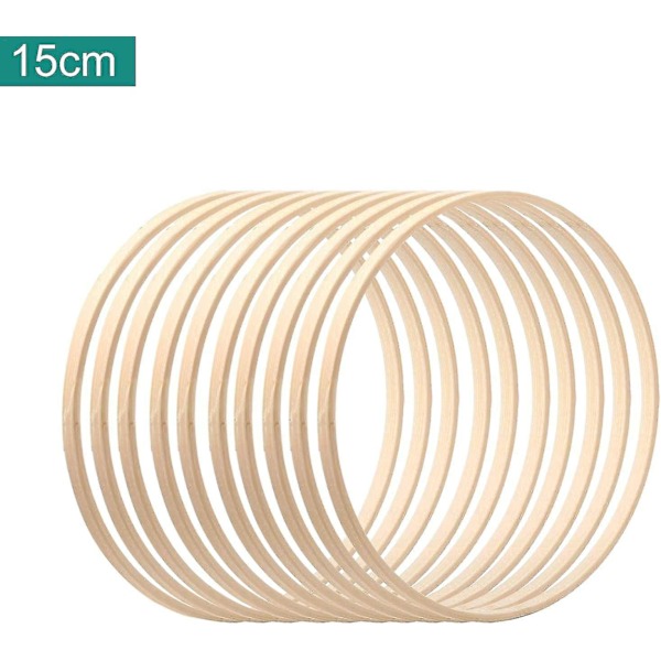 10/12 st bambu blomsterkrans, träkrans ring makramé ringar, drömfångare hantverk ringar för DIY bröllopskrans-WELLNGS 10 Pcs 15cm