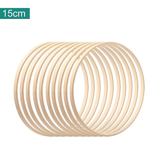 10/12 stk. bambus blomsterkrans, træ krans ring makram krans ringe, drømmefanger håndværk krans ringe til DIY bryllup krans-WELLNGS 10 Pcs 15cm