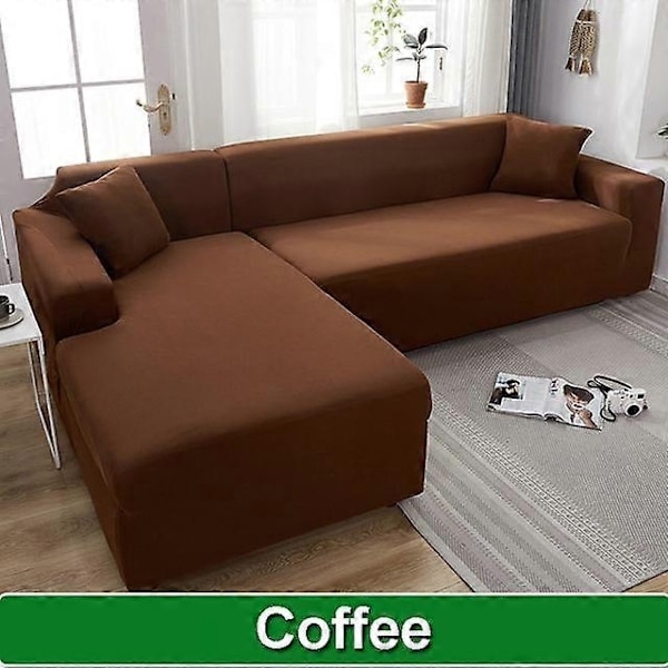 Solid Sofföverdrag för Vardagsrum Sofföverdrag Elastiskt L-Format Hörnsofföverdrag Stretchöverdrag för Soffa-WELLNGS coffee-Sofa Cover 1 Seater 90-140cm