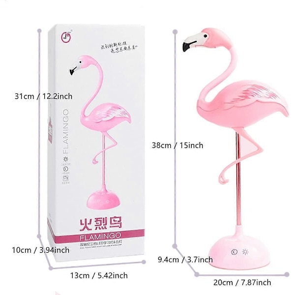 Flamingo Bordlampe USB Nattbordslampe Barnehage Nattlys berøringsdimming Student Soverom Hybel (Rosa Flamingo)-WELLNGS