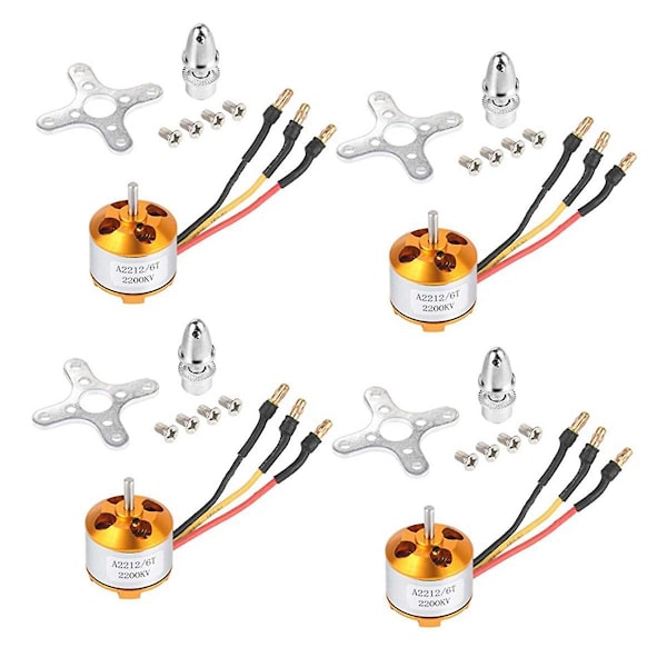 4 stk 2212 2200kv Børsteløse Motorer med Monteringer 6t for DIY RC Fly Fly Multi-kopter Quadcopter-WELLNGS