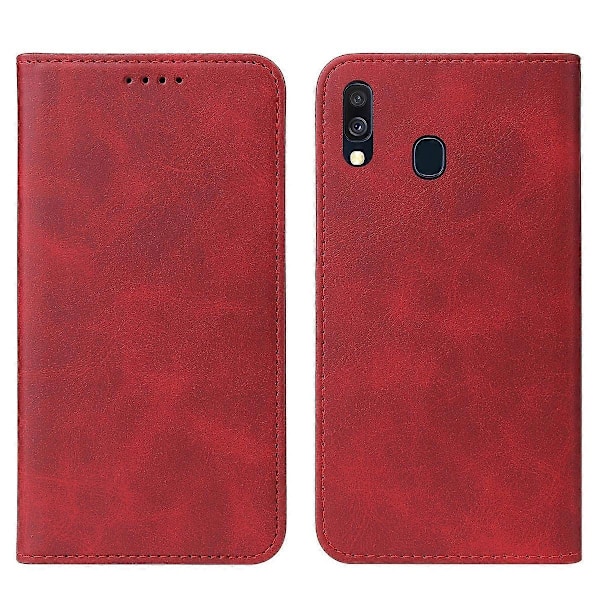 Yhteensopiva Samsung Galaxy A40 Magneettisuljettavan Nahkaisen Puhelinkotelon kanssa - WELLNGS Red