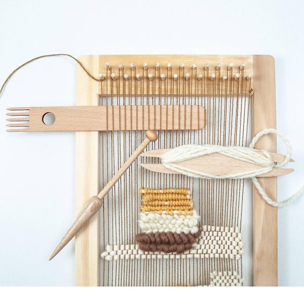 9 st vävverktyg trä handvävstol stick set virknål stick gobeläng vävtillbehör DIY-WELLNGS