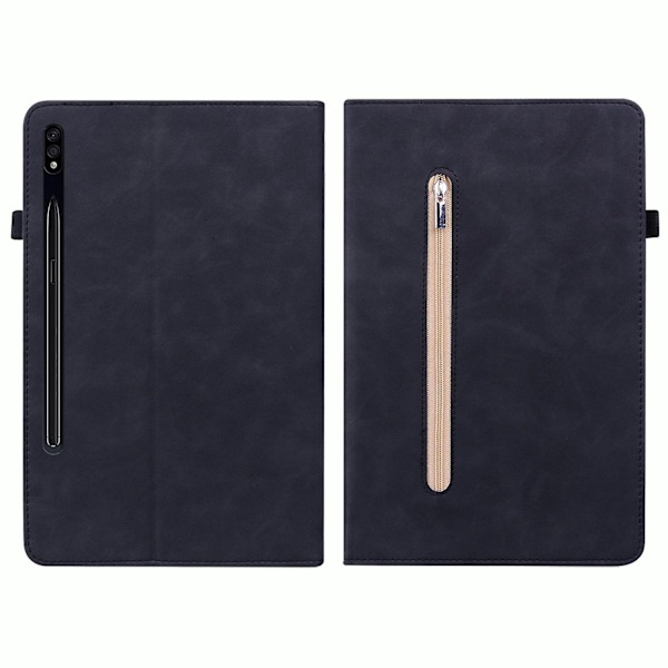 for Samsung Galaxy Tab S9+ PU Læder Tablet Etui Lynlås Lomme Kortpladser Tegnebog Stativ Cover-Sort-WELLNGS Black