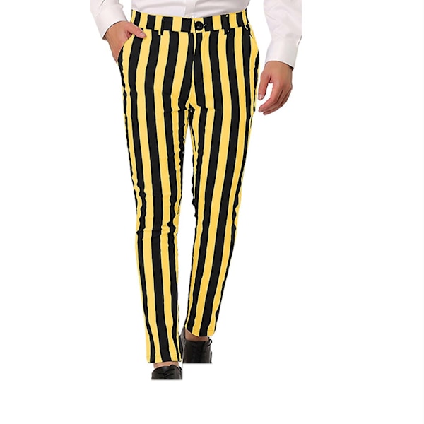Herrbyxor med ränder, personliga fickor, knappar, kostymbyxor, leggings, casualbyxor - WELLNGS Gold XXXL