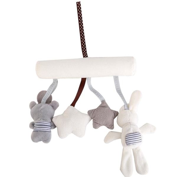 Musikmobil hängleksak för barnvagn/spjälsäng med kanin och björn plyschleksak för baby 0-3 år-WELLNGS
