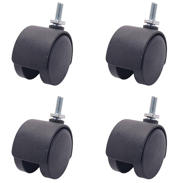 6mm gevind 40mm dobbelt hjul roterende caster sort-WELLNGS