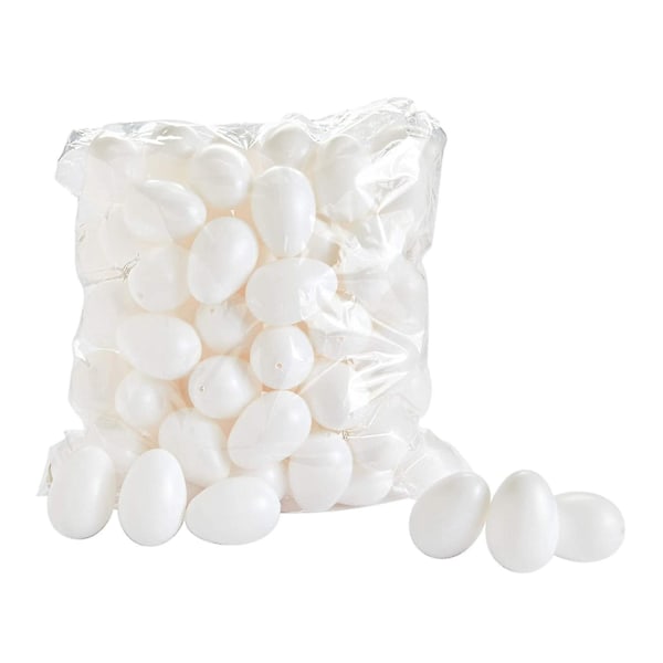 50 Decorative Eggs 6 Cm Plastic Eggs Decorating Home Decoration White-WELLNGS