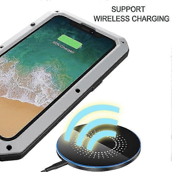 Yhteensopiva Iphone 15:n kanssa Iskunkestävä Vedenkestävä Pölytiivis Metalli + Silikoni Matkapuhelinkotelo - WELLNGS Silver iPhone 15