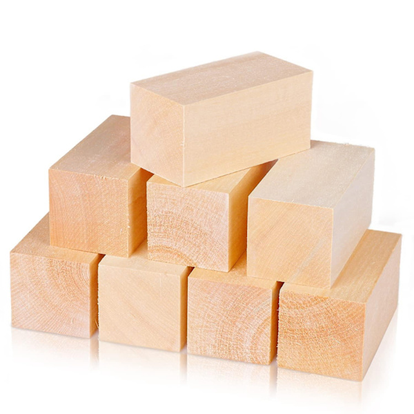 Basswood-udskæringsblokke 4 x 2 x 2 tommer, træskæringsblokke til begyndere eller eksperter - WELLNGS