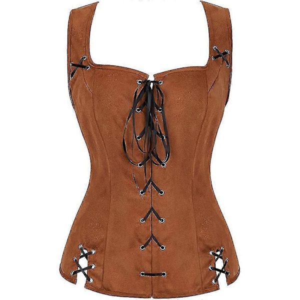Naisten Korsetti Vintage Tekosametti Nauhakiinnitys Liivi Renessanssin Cosplay-asu - WELLNGS Coffee XL