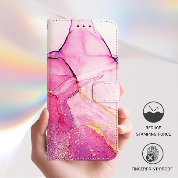 TCL 501 marmor læder telefonetui - WELLNGS Pink Purple Gold