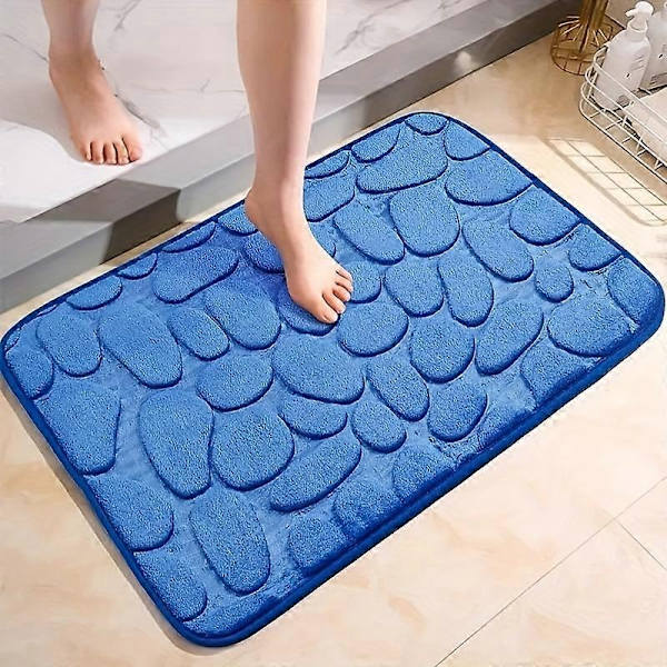 Lyxig och plyschig minnesskum badrumsmatta - halkfri, snabbtorkande, tvättbar badrumsmatta för bekväm heminredning-WELLNGS Royal Blue 40*60cm