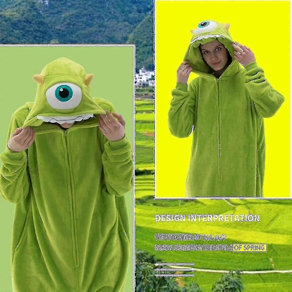 Fitted voksen én-delt pyjamas til mænd og kvinder, flanel rollespil dyre én-delt Halloween kostumer - WELLNGS Mike 125cm