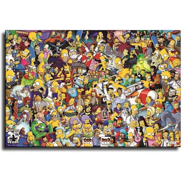 Pussel 300/500/1000 bitar för vuxna - The Simpsons-karaktärer Simpsons Poster Träpussel Roliga spel Stressreducerande leksaker - WELLNGS 300 Pieces