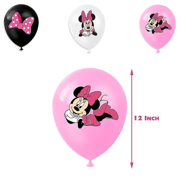 Minnie Mouse Barn Födelsedagsfest Dekorationer Tillbehör Banner Ballonger Tårt Toppers Set-WELLNGS
