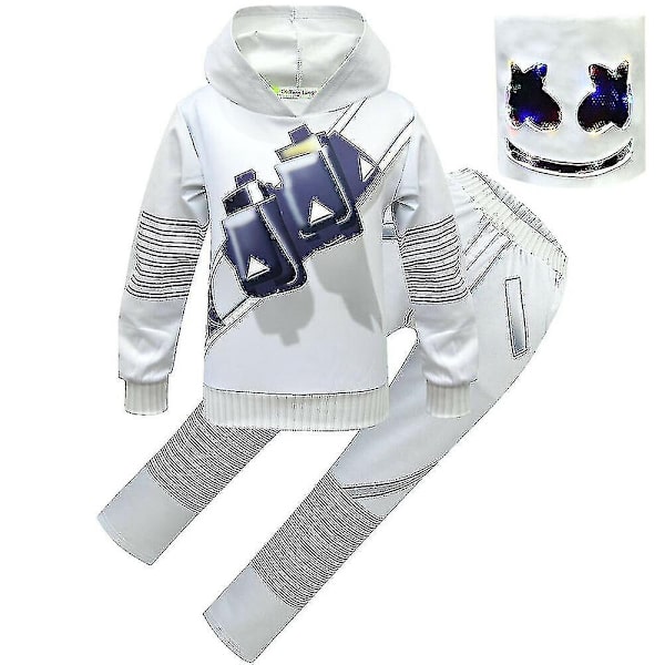 Marshmello Dj Led Mask Hoodie Cosplay Kostym Fest - WELLNGS för barn pojkar flickor O 140 7-8 Years