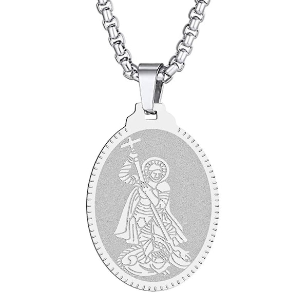Pyhän Yrjänän riipuskaulakoru miehille ja naisille, soturi Pyhä Yrjänä ja lohikäärme Totem-riipus, kaulakoru, amuletti, koru - WELLNGS Saint George-S