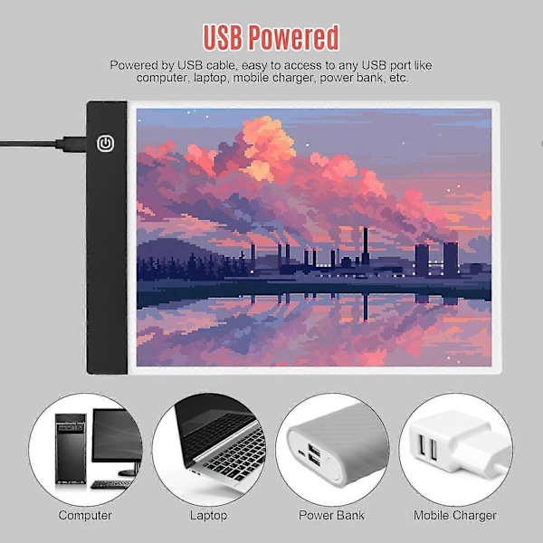 A3 kopierbrett ultra-tynt LED lysbrett trinnløs lysstyrke gjennomsiktig tegnebrett USB-drevet for kunstnere animasjon skisse arkitektur - WELLNGS A4F