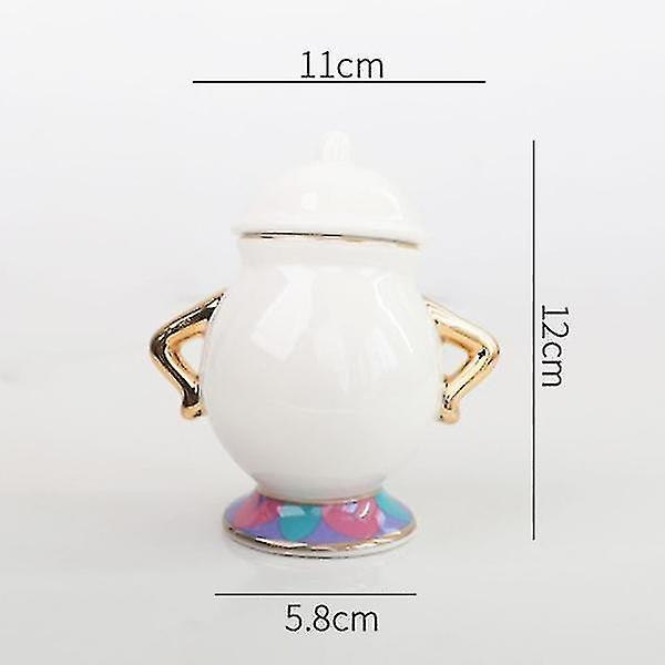 Ny Skønheden og Udyret Mrs. Potts Chip Tekande Kop Sæt Tekander Krus Smuk Julegave-WELLNGS Off white Sugar Bowl