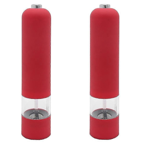 Sähköinen merisuola- ja pippurimyllysetti, paristokäyttöinen, valaistu ja säädettävissä, 2-pakkaus - WELLNGS 2pcs red