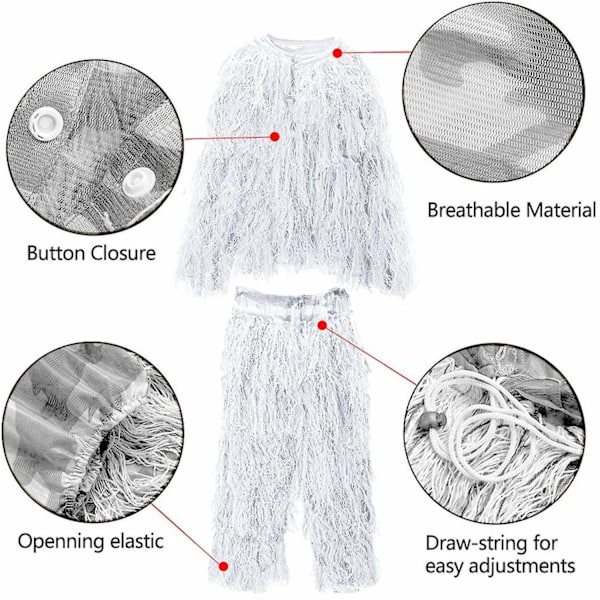 5 in 1 Ghillie-puku, 3D-naamiointi metsästysvaatteet, mukaan lukien takki, housut, huppu, kantolaukku - WELLNGS WHS