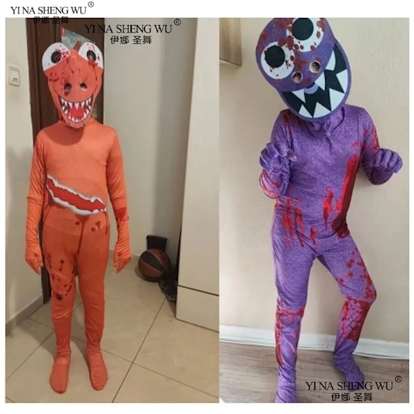 Rainbow Friends Kostume Børn Dreng Blå Monster Wiki Rolleleg Horror Spil Halloween Jumpsuit Karneval Fødselsdagsfest Dreng Kostume 160-WELLNGS 160 purple