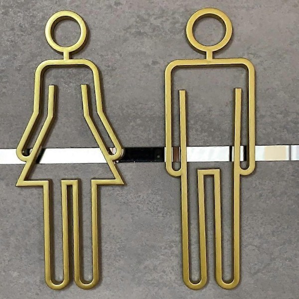 Toilet Dørskilt til Hotel, Kontor, Hjem Toilet Symbol Badeværelsesskilt WC Plade Toilet Skilt - WELLNGS black