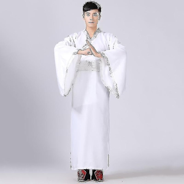 Mäns Hanfu Traditionella Kläder - WELLNGS White S 155-160CM