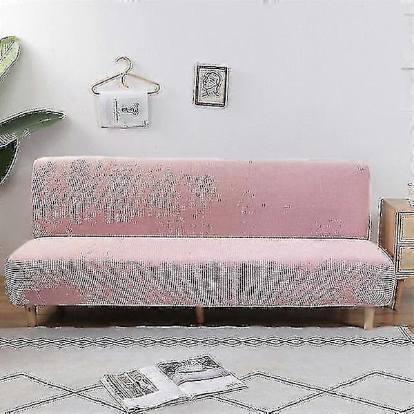 Suuri käsinojaton vuodesohvan päällinen, sohvan suojus ilman käsinojia, joustava taitettava futon-päällinen, pölytiivis, joustava, irrotettava Jacquard-WELLNGS Pink L(length160-190cm)