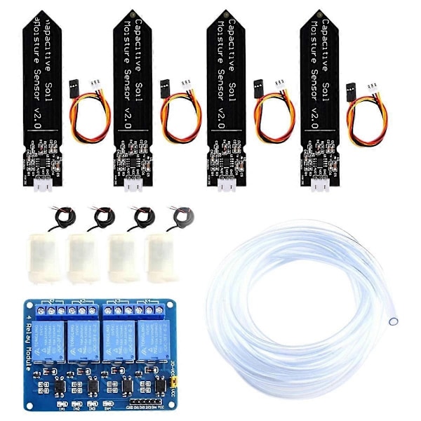 Automatiskt Bevattningssystem Kit DIY Självbevattning Trädgård Växthus Blomma Vattenpump Jordfuktighetssensor Relämodul-WELLNGS