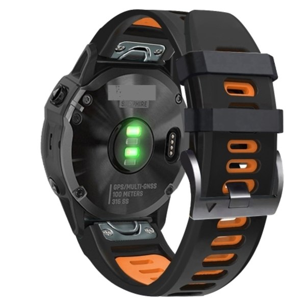 Garmin Instinct 2 22mm silikoniranneke, kaksi väriä - WELLNGS Black-Orange