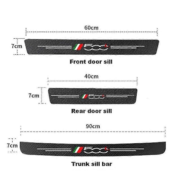 5 st Bil Dörrtröskel Slitskydd Kompatibel med Fiat 500 500C 2012 500X 500L Abarth 695 Kolfiber Bil Dörr Sill Dekal Tillbehör-WELLNGS 5Pcs For Panda