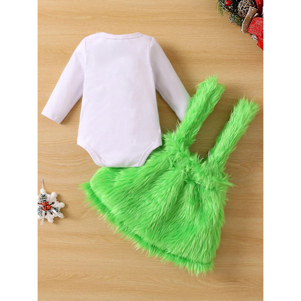 Vauva, joka varasti joulun asun vauvanpojat Tytöt Xmas Vihreä Karvainen Monster Puku Vaatteet Set-WELLNGS Style 3 9-12 Months
