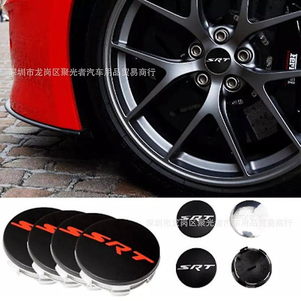 4 st 8 st 63 mm hjulnavkapslar för D-odge Srt Caliber Challenger Journey Caravan Durango Nitro bilhjulskåpstillbehör-WELLNGS 8 gloss black SRT