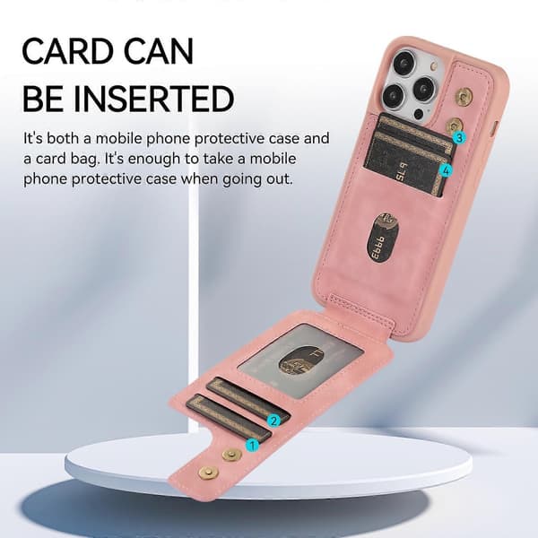 Kompatibel med iPhone 14 Pro Max Armor Ring Plånboks Baksida Skal - WELLNGS Pink