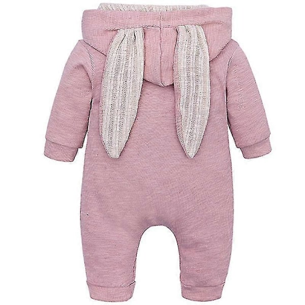 Nyfödd Baby Sparkdräkt Kanin Dragkedja Jumpsuit Påskhare Pyjamas Spädbarn Sovkläder-WELLNGS Pink 9-12 Months