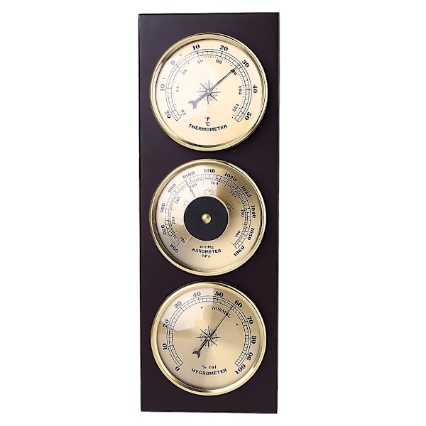 3pcs/set Barometer Thermometer Hygrometer with Wooden Frame Base Weather Station-WELLNGS