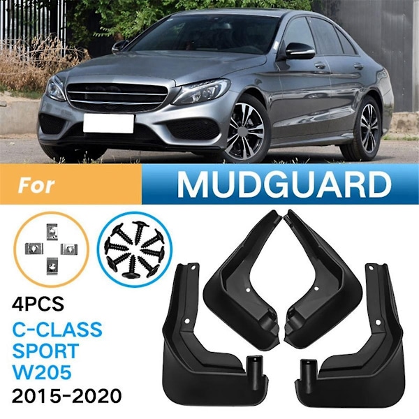 4 st. Bilskärmar Stänkskärmar Stänkskydd för W205 Sport C-klass 2015-2020 C180 C200 C300-WELLNGS