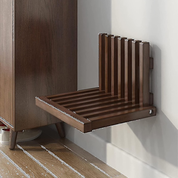 Lugshiree Duschstol Bänk Väggmonterad Vikbar Stol Duschstol för Inuti Dusch Ingång Solid för Barn Vuxna Plus S-WELLNGS Walnut Color