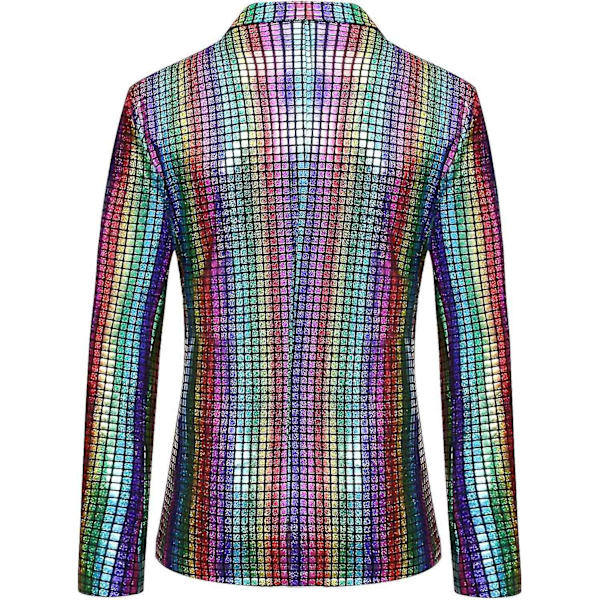 Miesten Kaksi Osainen Disco Asut Kiiltävä Takki Ja Housut Metalli Paljetti Puvut-WELLNGS Multicolor XXL